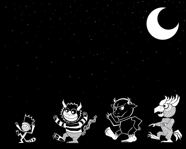Cartoon characters moon starry sky free wallpaper - medium preview image