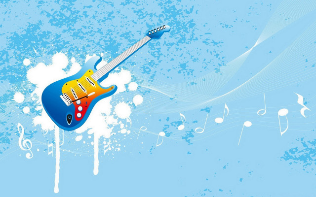 Blue guitar music notes funk free wallpaper - medium preview image