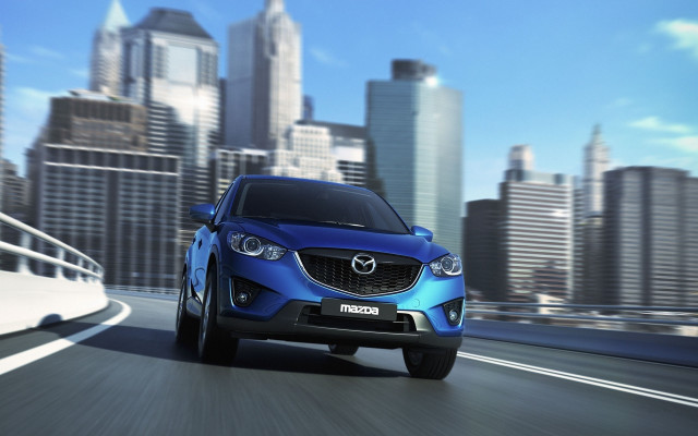 Blue car city street 3d free wallpaper - medium preview image