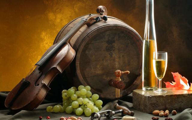 Wine glass bottle violin grapes #2 free wallpaper - medium preview image