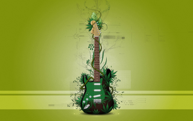 Green guitar green background funk free wallpaper - medium preview image
