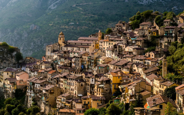 Mountain village tiltshift architecture cityscape free wallpaper - medium preview image