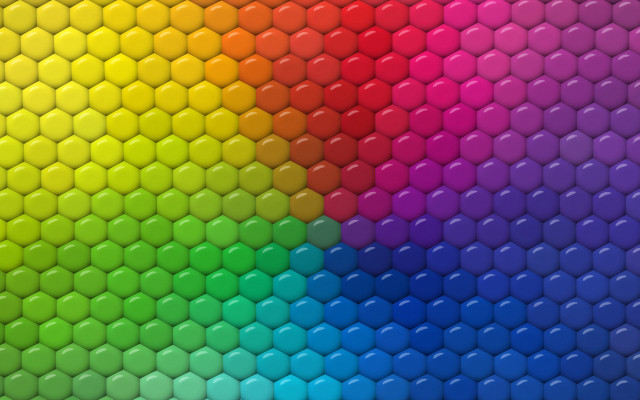 Rainbow honeycomb hexagon brick fence free wallpaper - medium preview image