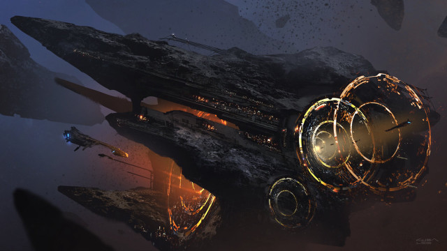 Futuristic space station large object free wallpaper - medium preview image