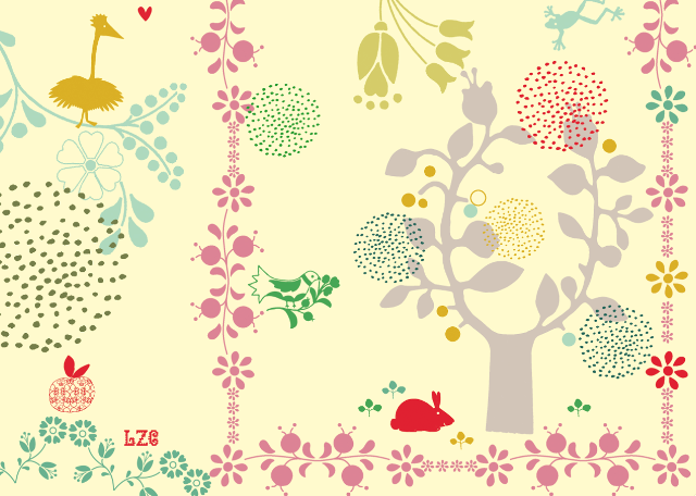 Tree birds flowers yellow background free wallpaper - medium preview image