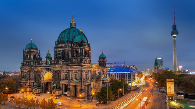 Green dome berlin cityscape fantasy free wallpaper - medium preview image
