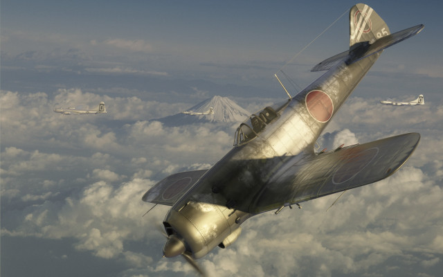 Silver airplane clouds mountains sunset free wallpaper - medium preview image