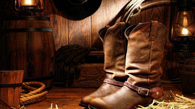 Cowboy boots hay barrel rope #3 free wallpaper - medium preview image