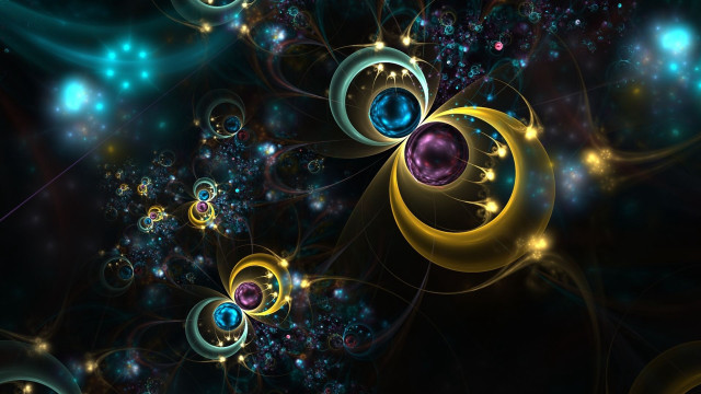 Spiral blue yellow circles stars free wallpaper - medium preview image