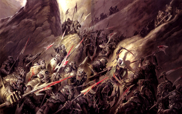 Battle knights horseback mountains redflags free wallpaper - medium preview image