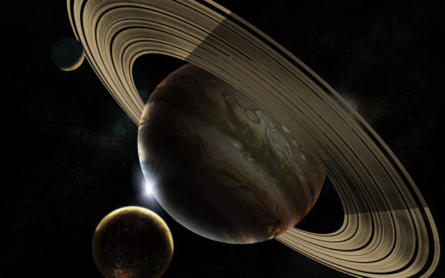 Saturn rings space stars brightlight free wallpaper - medium preview image