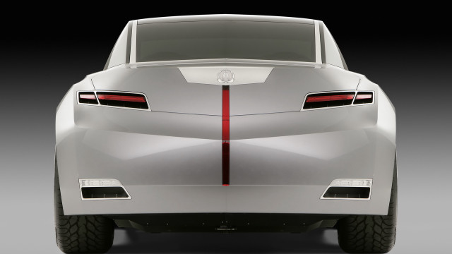 Silver car red stripe tailpipes free wallpaper - medium preview image