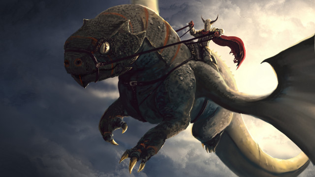 Dragon sword horse clouds magic free wallpaper - medium preview image