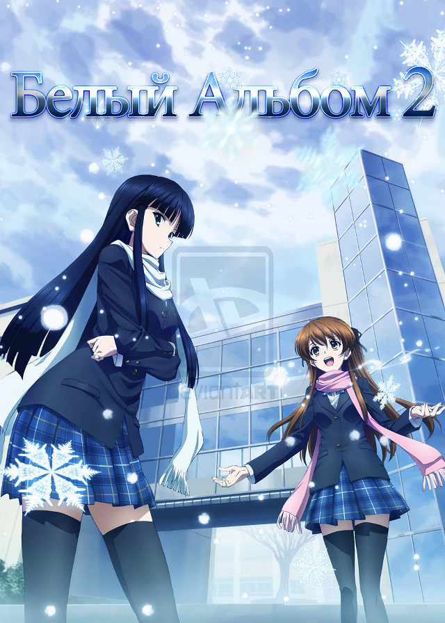 Anime girls snowflakes building bembi free wallpaper - medium preview image