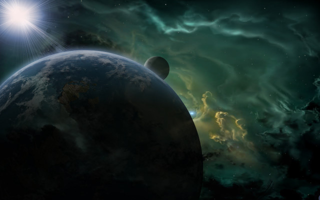 Planet star horizon moon galaxy free wallpaper - medium preview image