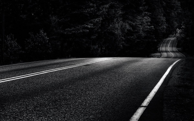 Dark road trees light moon free wallpaper - medium preview image
