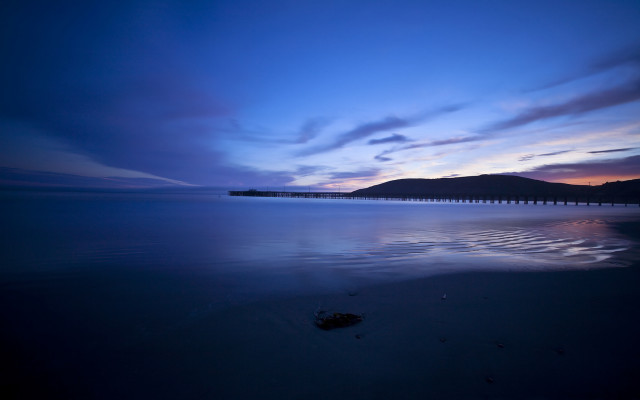 Long pier dusk beach blue free wallpaper - medium preview image