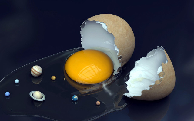 Cracked egg yellow planet space free wallpaper - medium preview image
