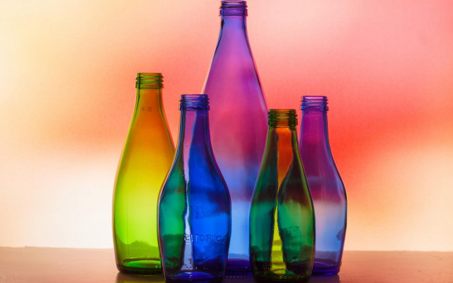 Colorful bottles table gradient background free wallpaper - medium preview image