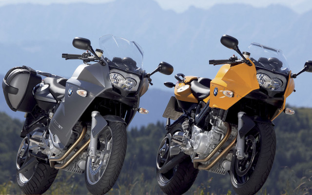 Motorcycles grass trees mountains outdoor free wallpaper - medium preview image