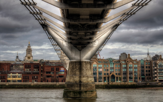 Bridge city river cloudy sky free wallpaper - medium preview image