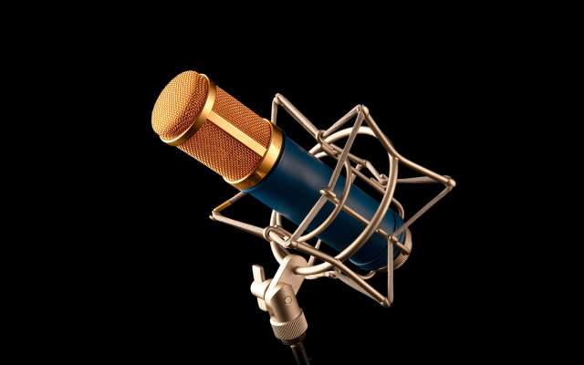 Microphone blue gold stand studio free wallpaper - medium preview image