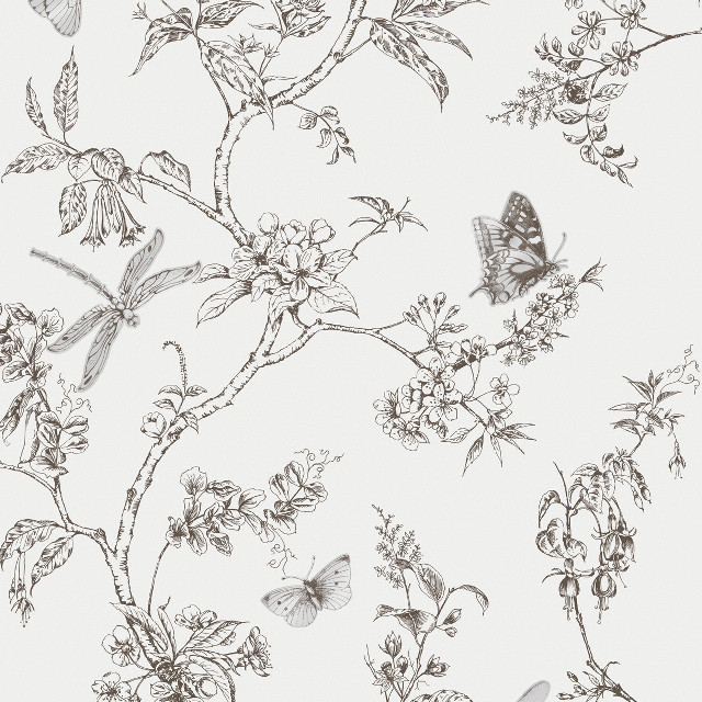 Butterfly flowers black white background free wallpaper - medium preview image