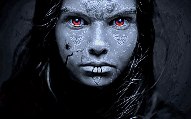 Red eyes white face gothic free wallpaper - medium preview image