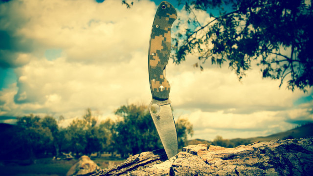 Knife rock forest sunset clouds free wallpaper - medium preview image