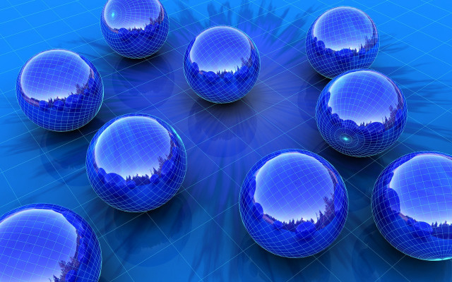 Blue balls reflection city grid free wallpaper - medium preview image