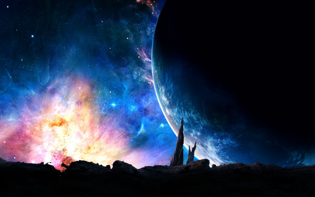 Space astronaut moon stars galaxy #2 free wallpaper - medium preview image