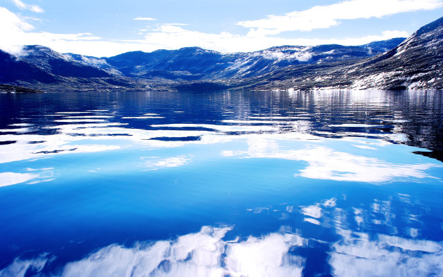Lake mountain sky clouds boat free wallpaper - medium preview image