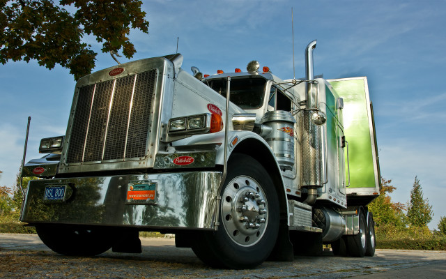 Semi truck tree blue sky free wallpaper - medium preview image