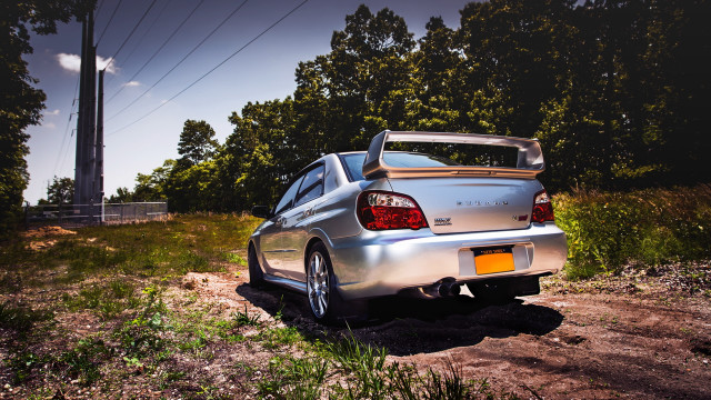 Silver car forest road lens free wallpaper - medium preview image