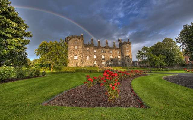 Rainbow castle flower garden vivid free wallpaper - medium preview image