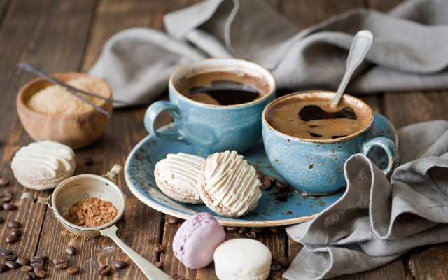 Coffee mugs marshmallows chocolate stilllife free wallpaper - medium preview image