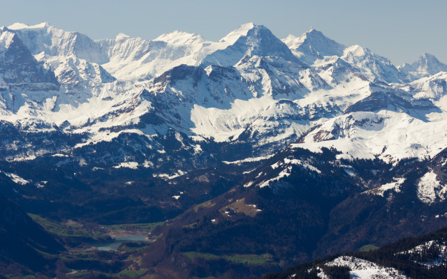 Snowy mountains lake blue sky free wallpaper - medium preview image