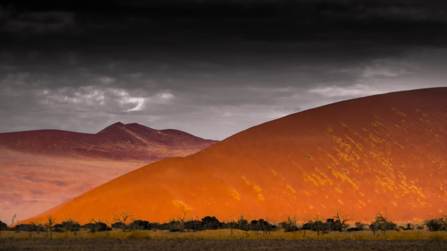 Orange hill clouds autumn leaves free wallpaper - medium preview image