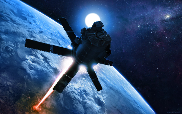 Space station earth moon red free wallpaper - medium preview image
