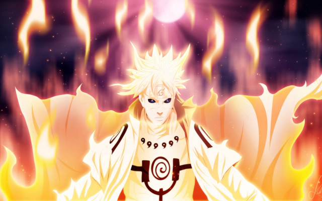 White haired man flaming sword free wallpaper - medium preview image