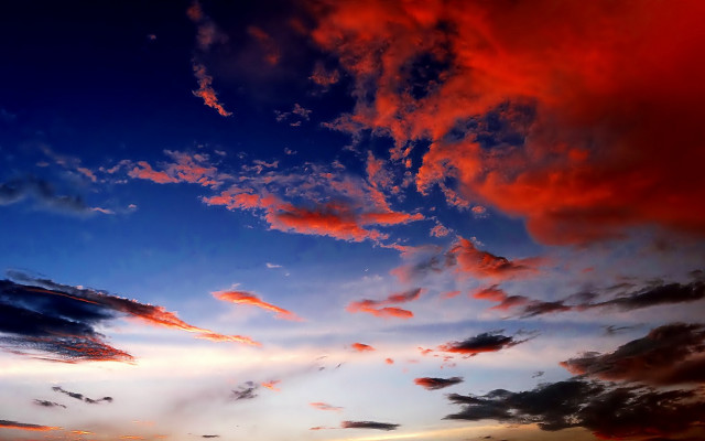 Sunset red cloud blue sky free wallpaper - medium preview image