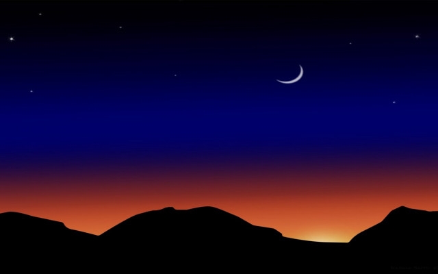 Night sky mountains moon stars free wallpaper - medium preview image