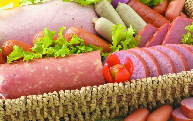 Basket food vegetables meats pastel free wallpaper - medium preview image
