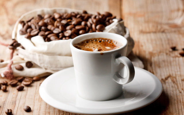 Coffee saucer coffee beans wooden free wallpaper - medium preview image