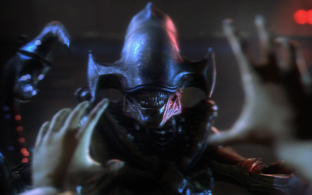 Demonic alien large head hands free wallpaper - medium preview image