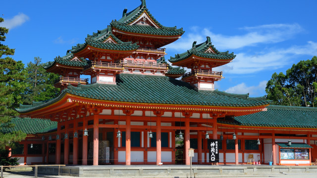 Kyoto architecture building blue sky free wallpaper - medium preview image