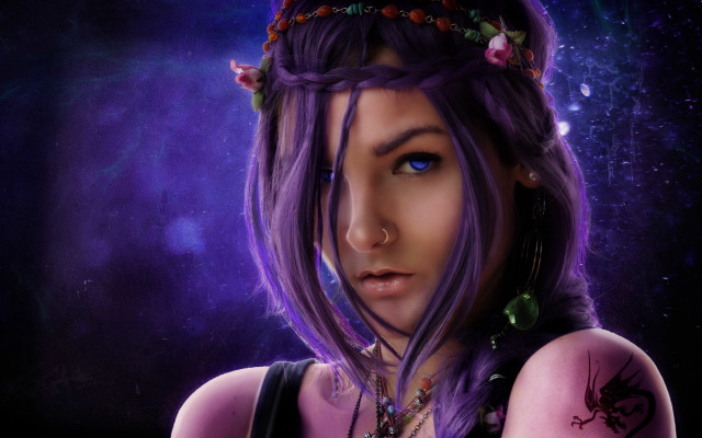 Purple hair crown astral fantasy free wallpaper - medium preview image