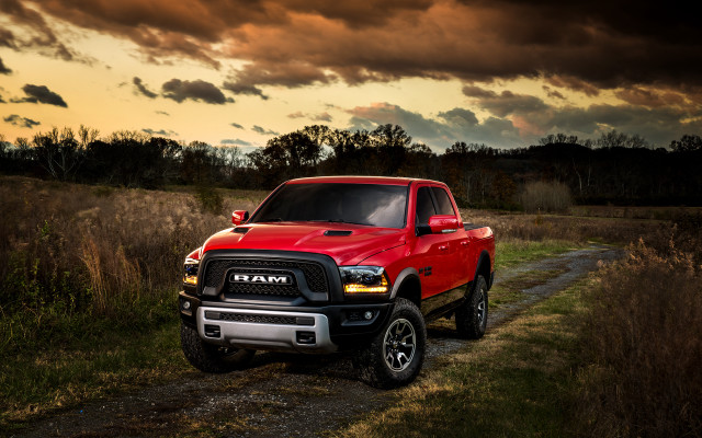 Red ram truck sunset cloudy free wallpaper - medium preview image
