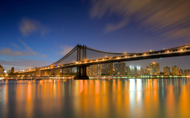 Bridge city night lights reflection #8 free wallpaper - medium preview image