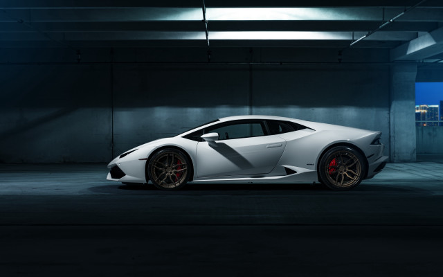 White sports car parking garage #4 free wallpaper - medium preview image